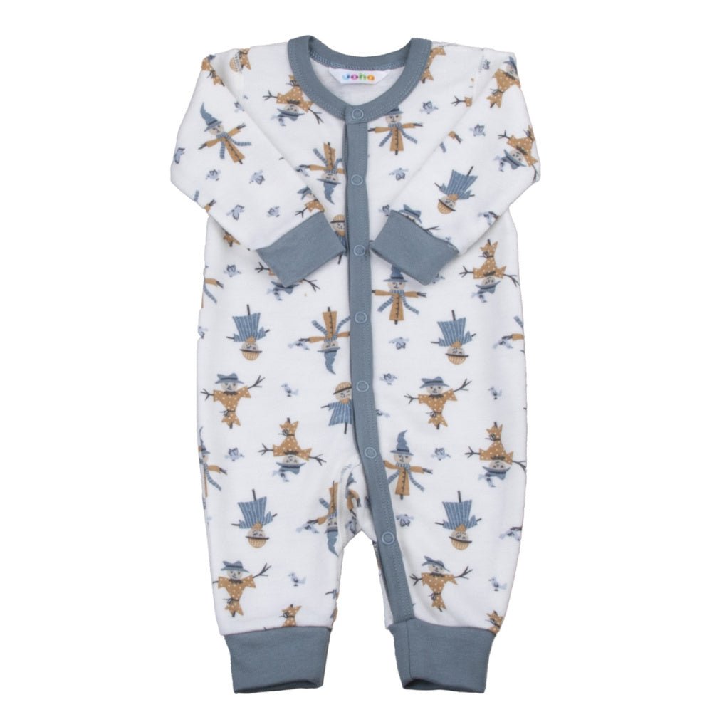 Joha - Heldress Ull og Bambus Scarecrow Off White/ Blue - Guttelus