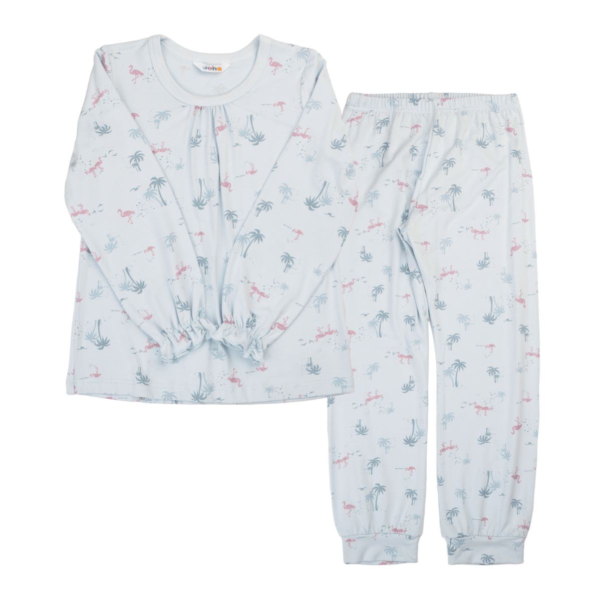 Joha - Pysjamas 2-delt Bambus Flamingo Lyseblå - Guttelus.no