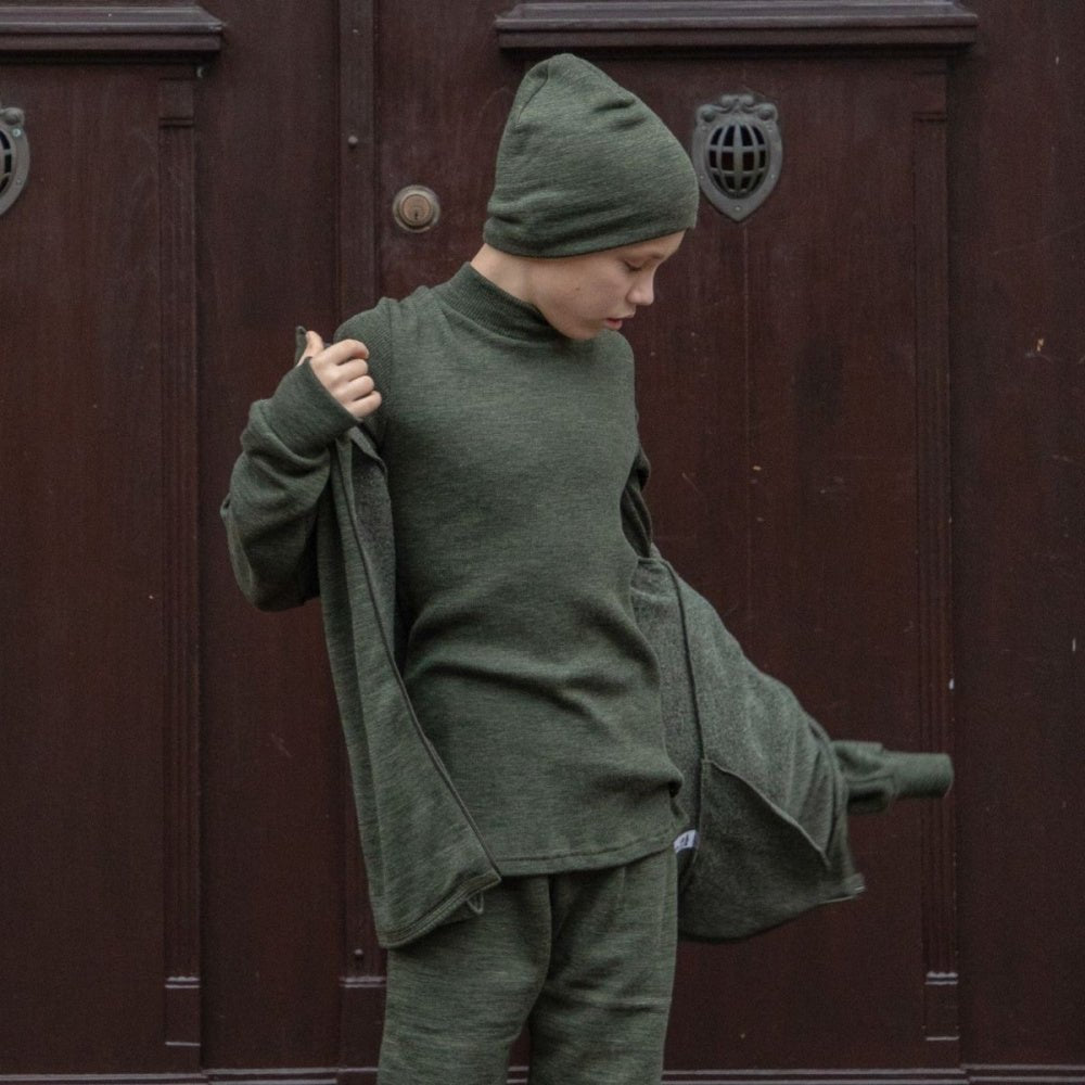 Joha - Trøye i Ull Jr Turtleneck Rib - Mosegrønn - Guttelus.no