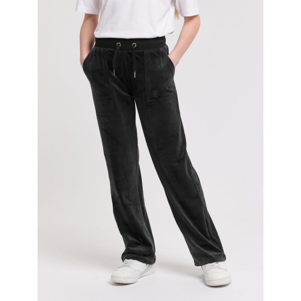 Juicy Couture - Bukse Tonal Wide Leg Jogger Jet Black - Guttelus.no