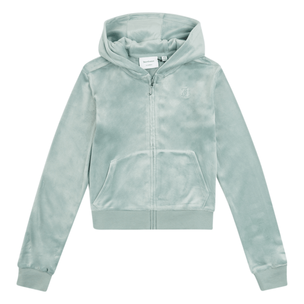 Juicy Couture - Velourjakke Tonal Zip Hoodie Chinois Green - Guttelus.no