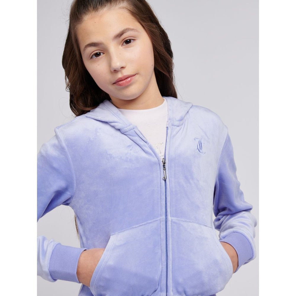 Juicy Couture - Velourjakke Tonal Zip Thru Hoodie Jacaranda - Guttelus