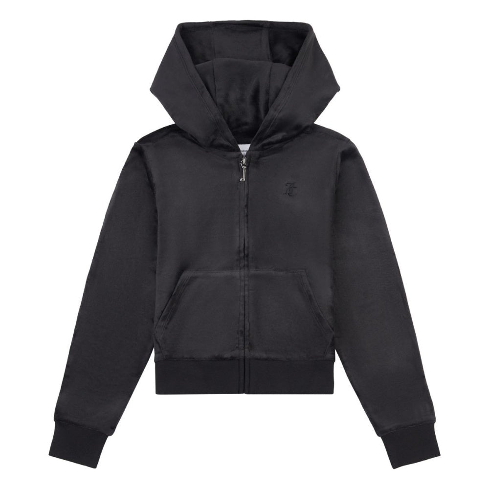 Juicy Couture - Velourjakke Tonal Zip Thru Hoodie Jet Black - Guttelus