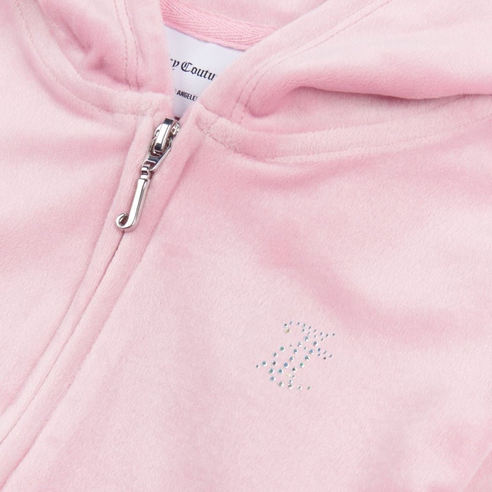 Juicy Couture - Velourjakke Tonal Zip Thru Hoodie Pink Nectar - Guttelus