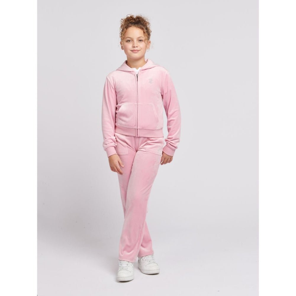 Juicy Couture - Velourjakke Tonal Zip Thru Hoodie Pink Nectar - Guttelus