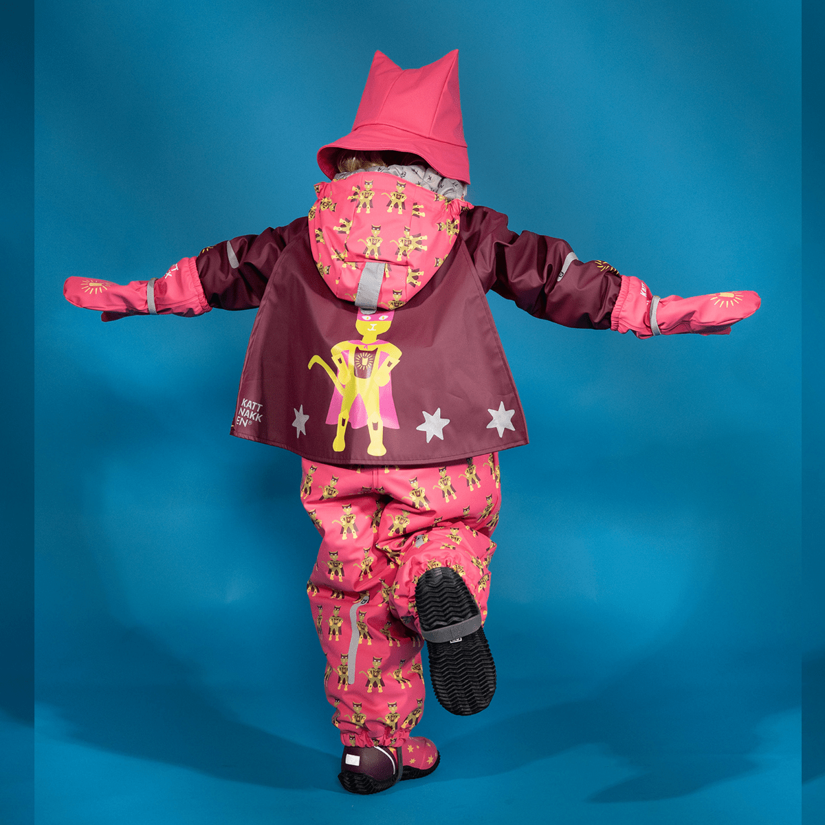 Kattnakken - Vinterregndress Slaps Superhelt Superrosa - Guttelus