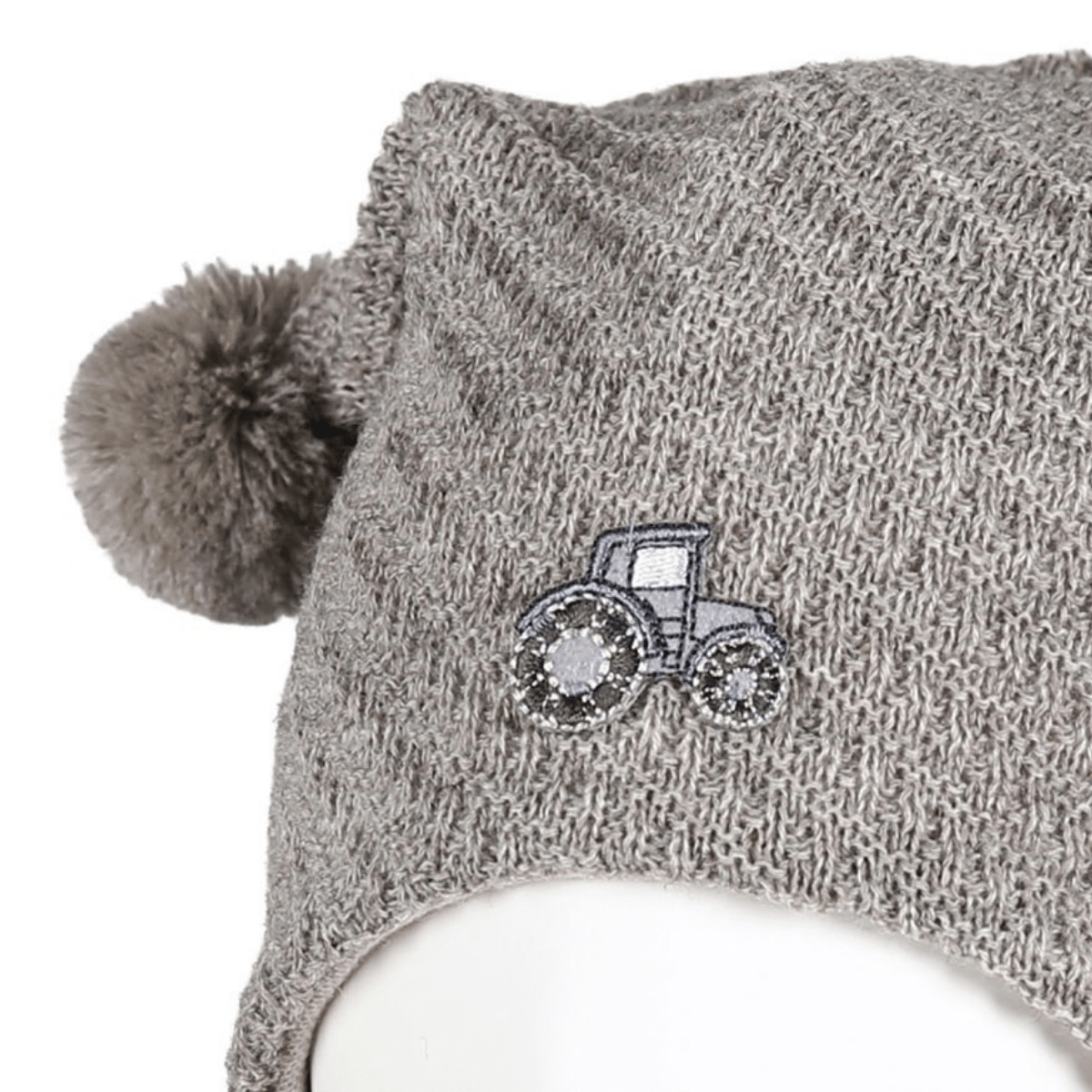 Kivat - Lue i Ull med Snøring Flettet Traktor Beige Melert - Guttelus