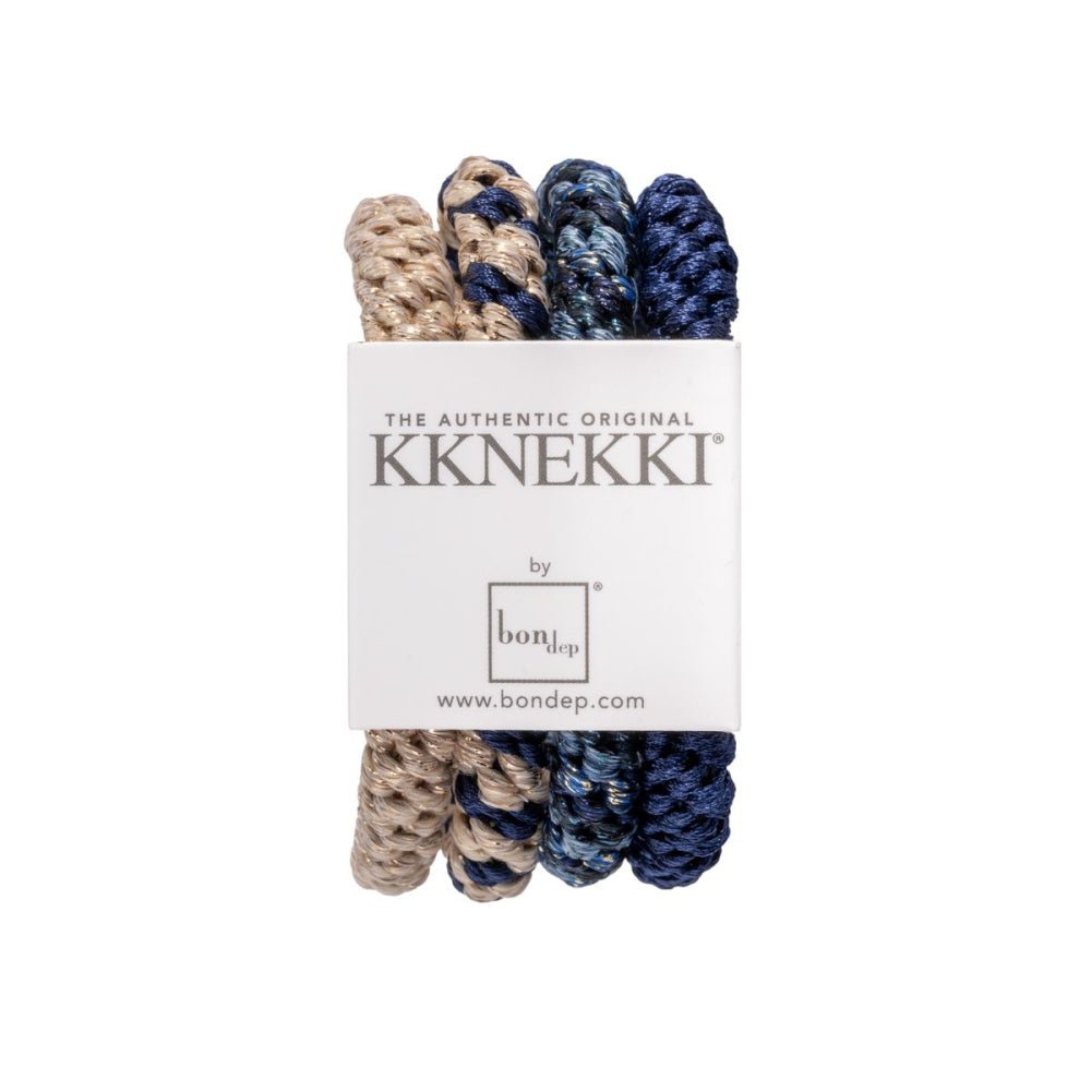 Kknekki - Hårstrikk 4 pk Bundle 3 Marineblå/ Gull/ Mix - Guttelus