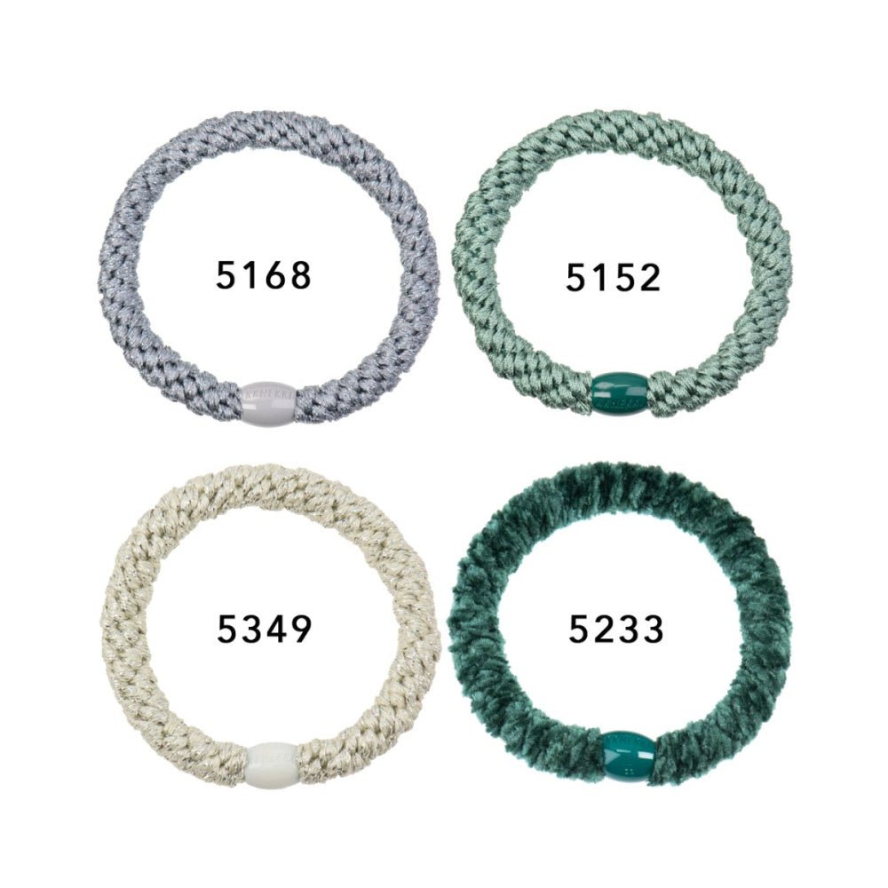 Kknekki - Hårstrikk 4 pk Bundle 35 Grønn/ Gull/ Sølv - Guttelus