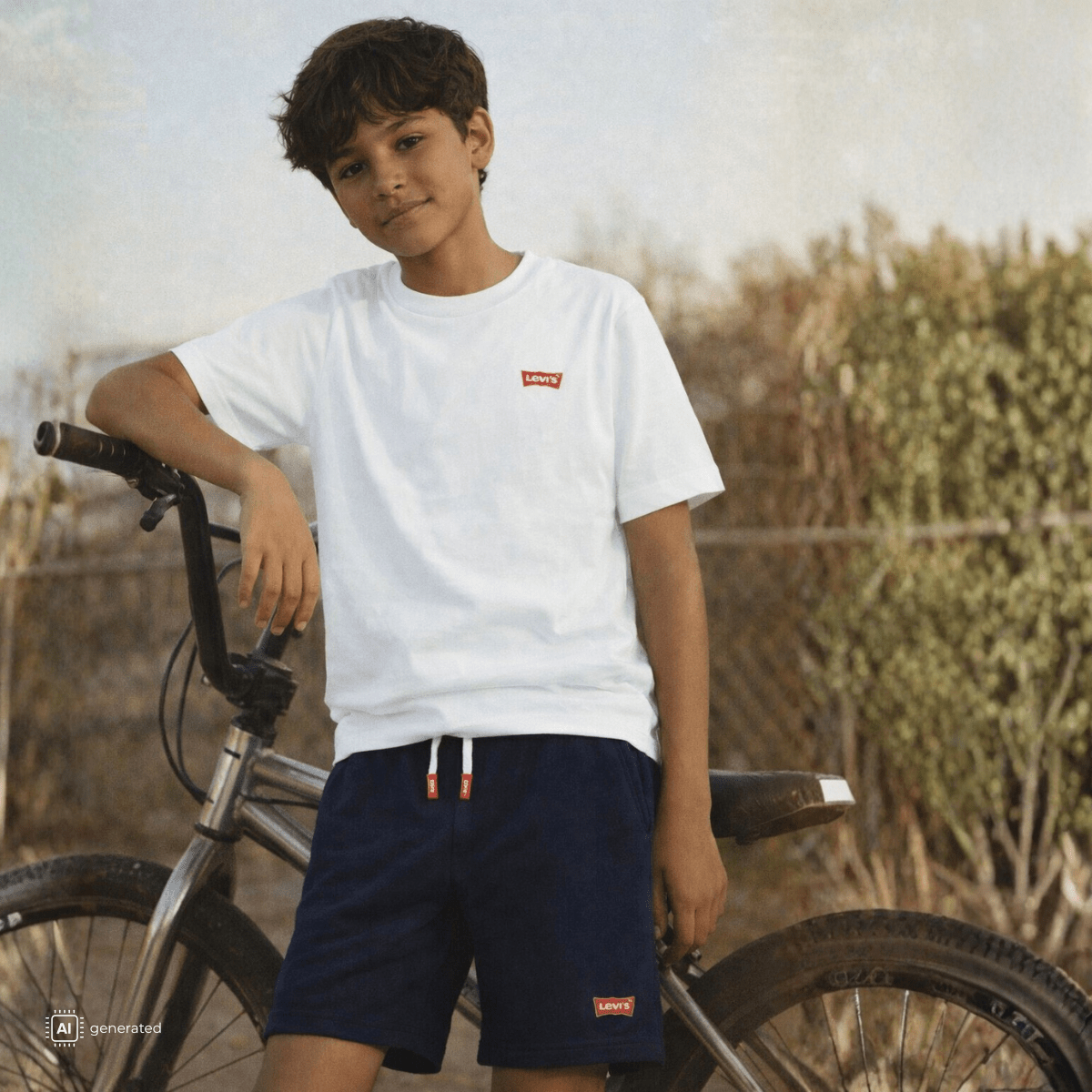 Levi's - Sett Jr Batwing Tee & Knit Shorts Bright White - Guttelus