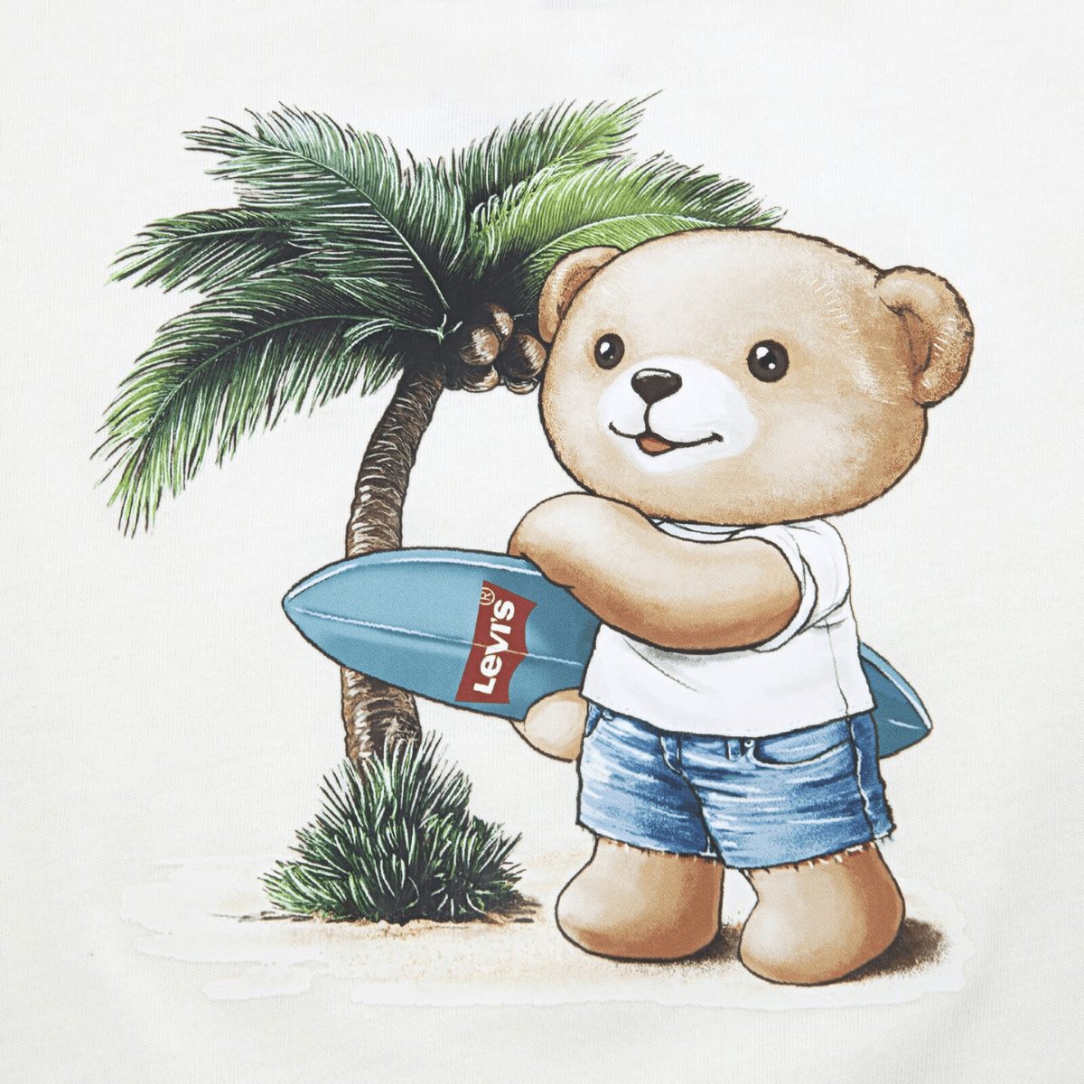 Levi's - Sett Palm Tree T-skjorte & Denim Shorts Egret - Guttelus