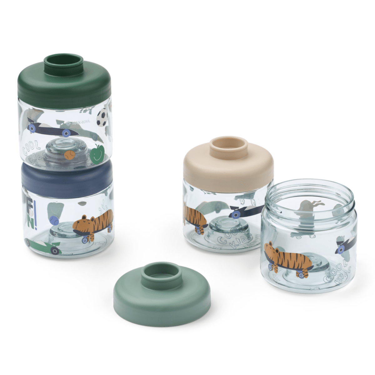 Liewood - Babymatboks 4-pk Tritan 100 ml Fun / Beach Blue - Guttelus.no