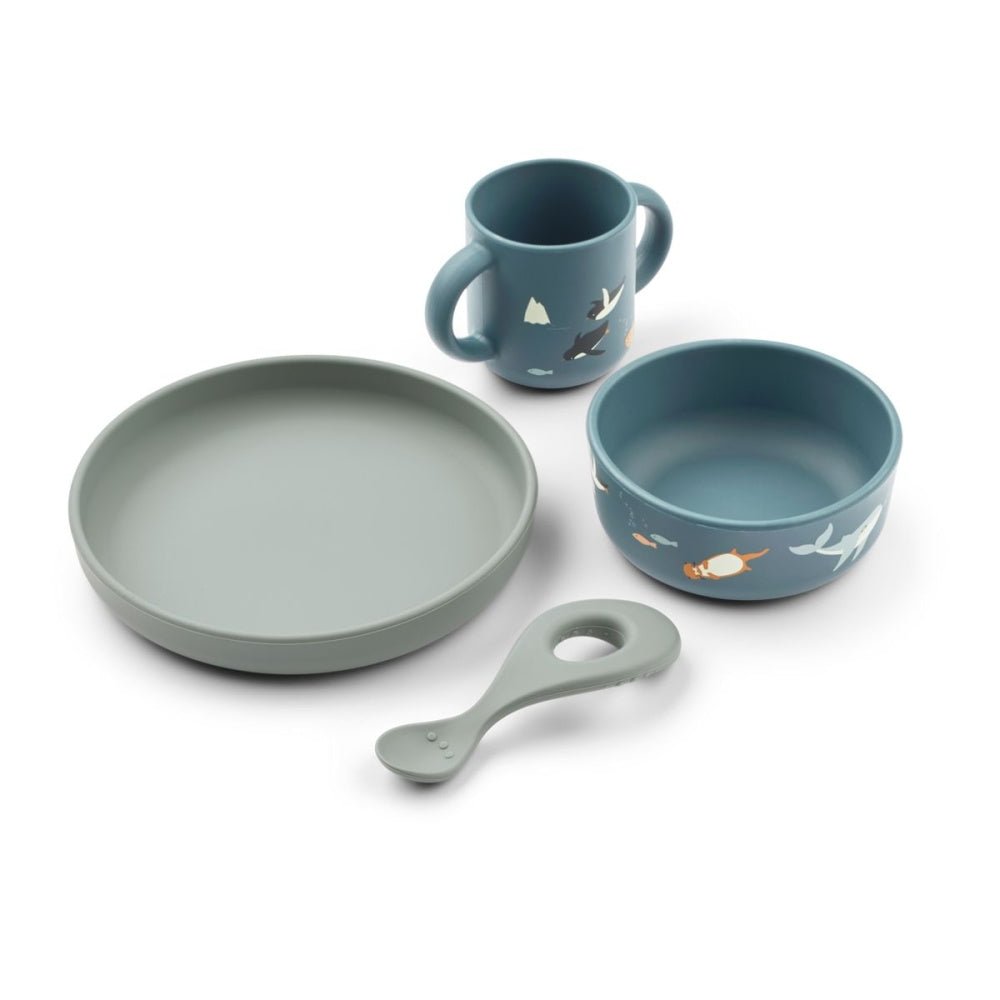 Liewood - Barneservise Silikon Vivi Arctic Sea/ Ocean View - Guttelus