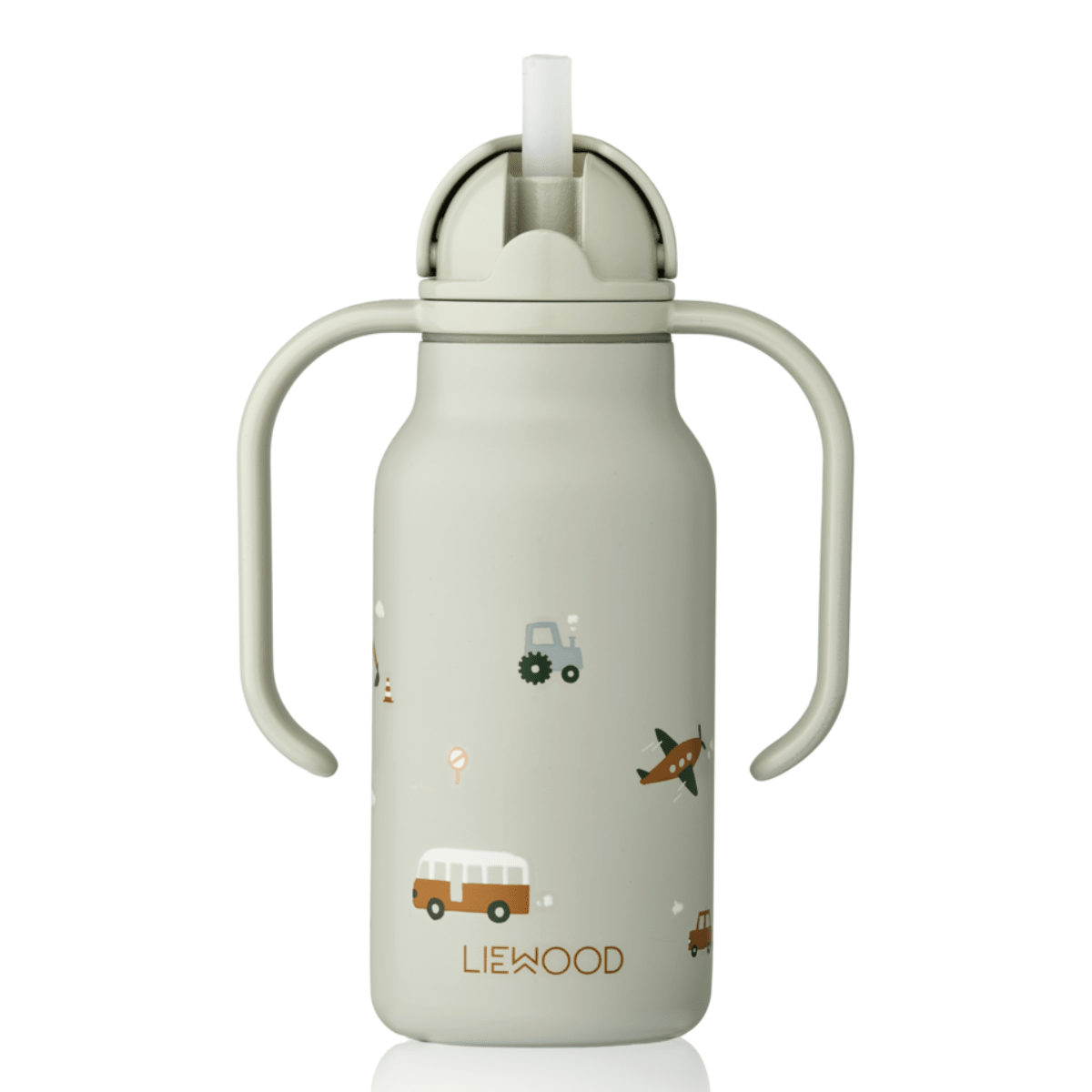 Liewood - Drikkeflaske Kimmie 250 ml Vehicles/ Dove Blue - Guttelus.no