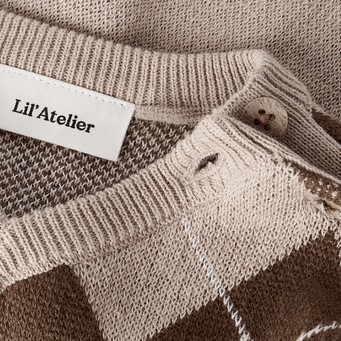 Lil' Atelier - Vest Baby Ronan White Pepper/ Brown - Guttelus