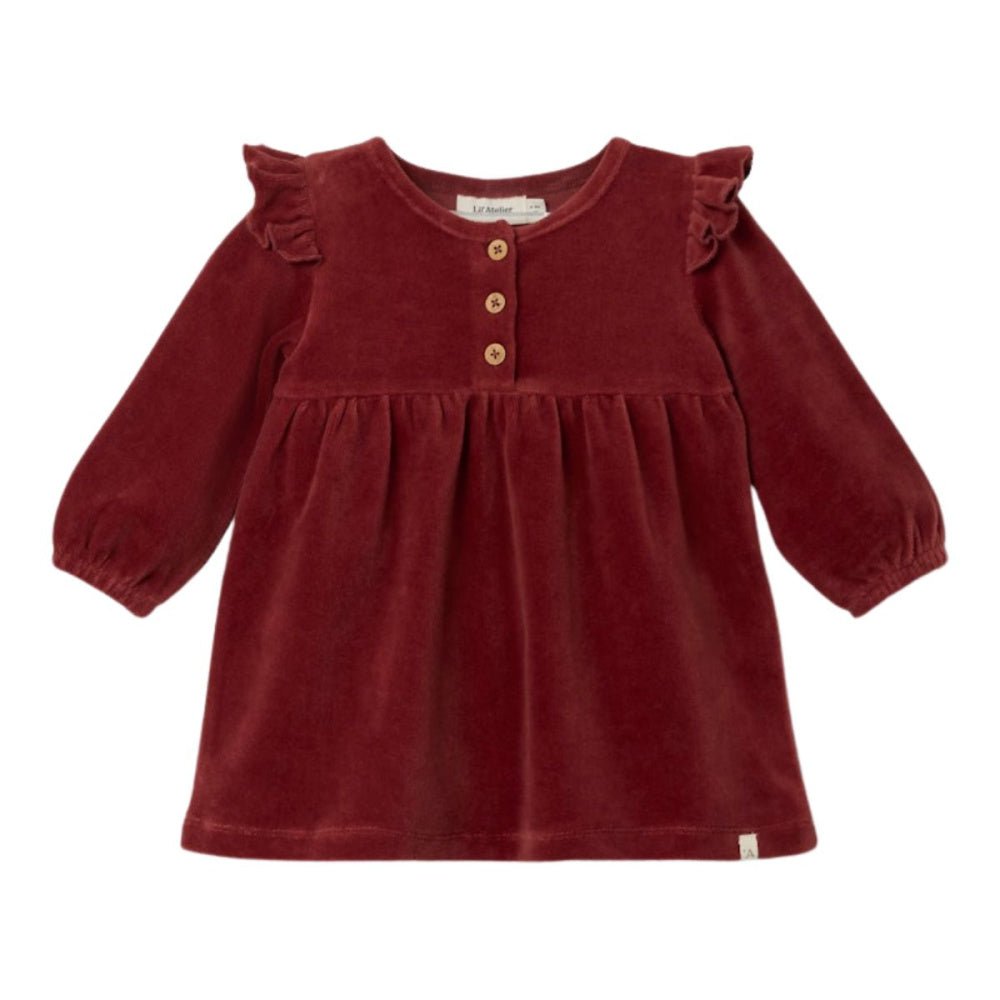 Lil'Atelier - Julekjole Baby Velour Saga Spiced Apple - Guttelus