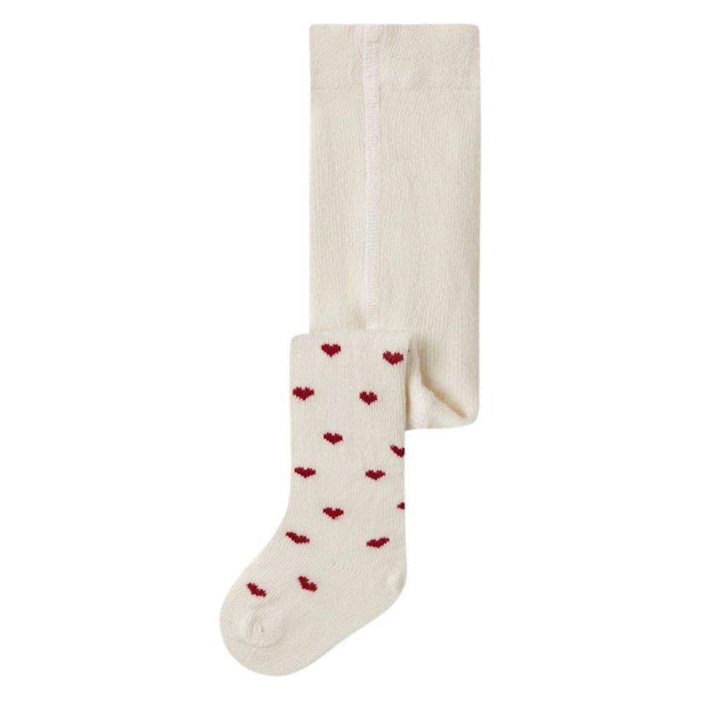 Lil'Atelier - Strømpebukse med Hjerter Baby Reba Turtledove/ Red - Guttelus