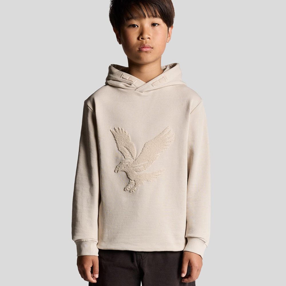 Lyle & Scott - Hettegenser Towelling Eagle Pullover Hoodie Putty - Guttelus.no