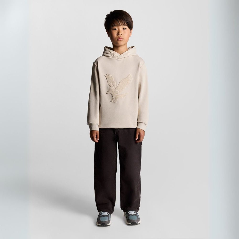 Lyle & Scott - Hettegenser Towelling Eagle Pullover Hoodie Putty - Guttelus.no