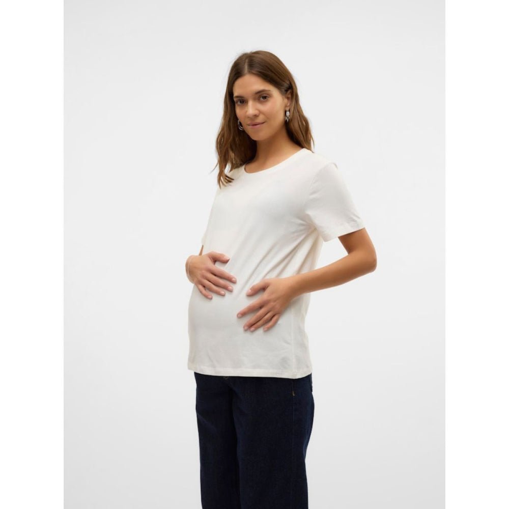 Mamalicious - Mamma-t-skjorte 2-pk Mia Jersey Hvit/ Lys Blå - Guttelus