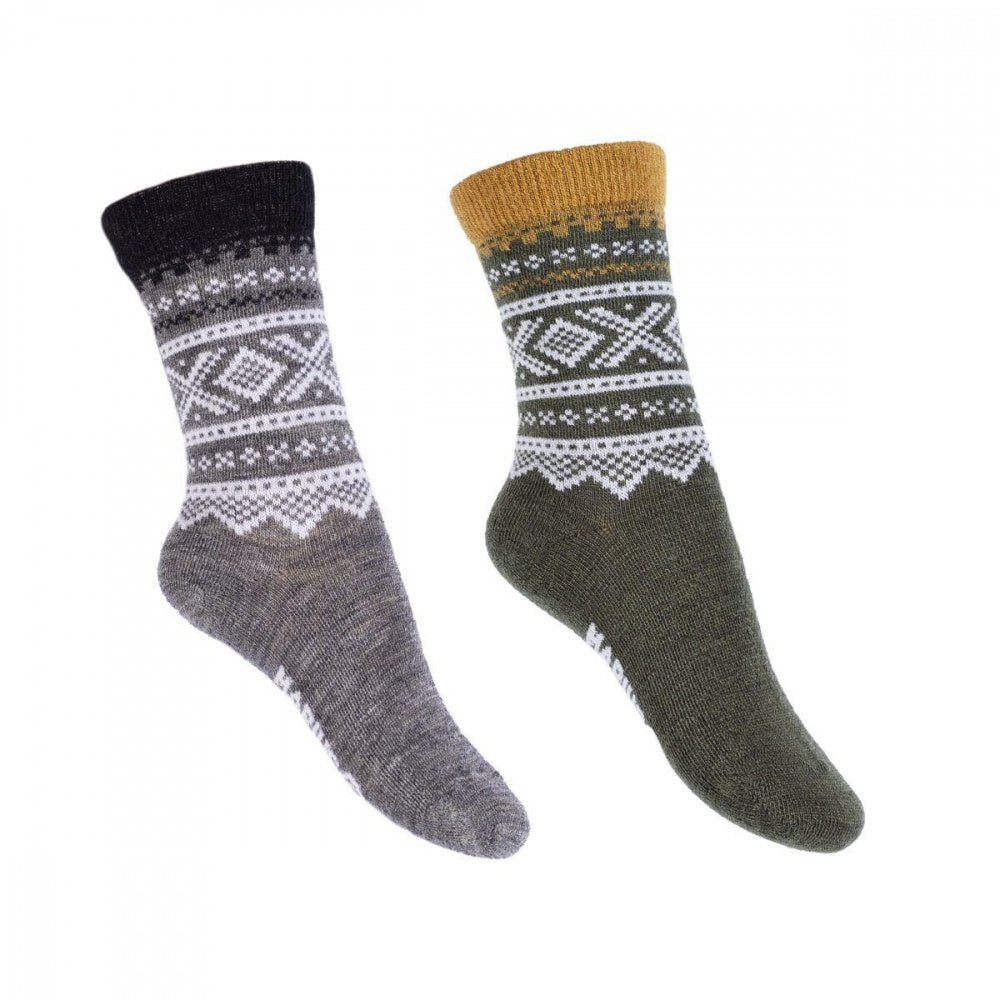 Marius Kids - 2pk Tynne Ullsokker Dark Mose & Grey - Guttelus.no