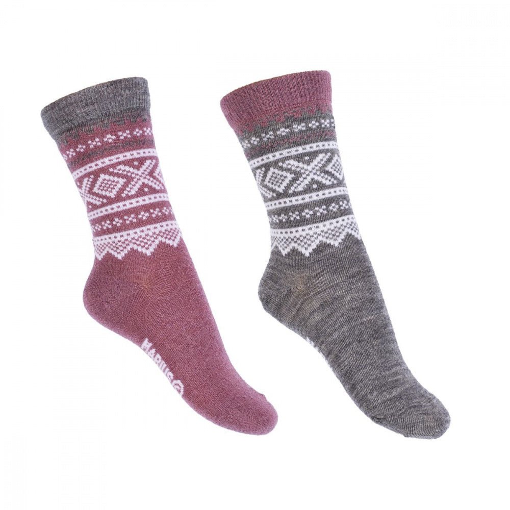 Marius Kids - 2pk Tynne Ullsokker Mesa Rose & Grey - Guttelus.no