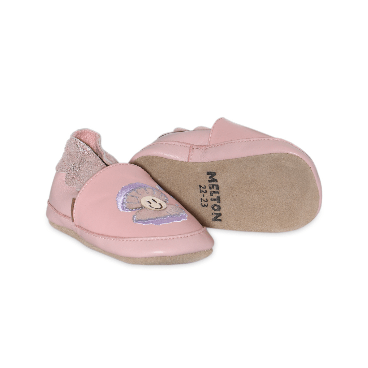 Melton - Tøfler i Skinn Shell Rose Grey - Guttelus.no