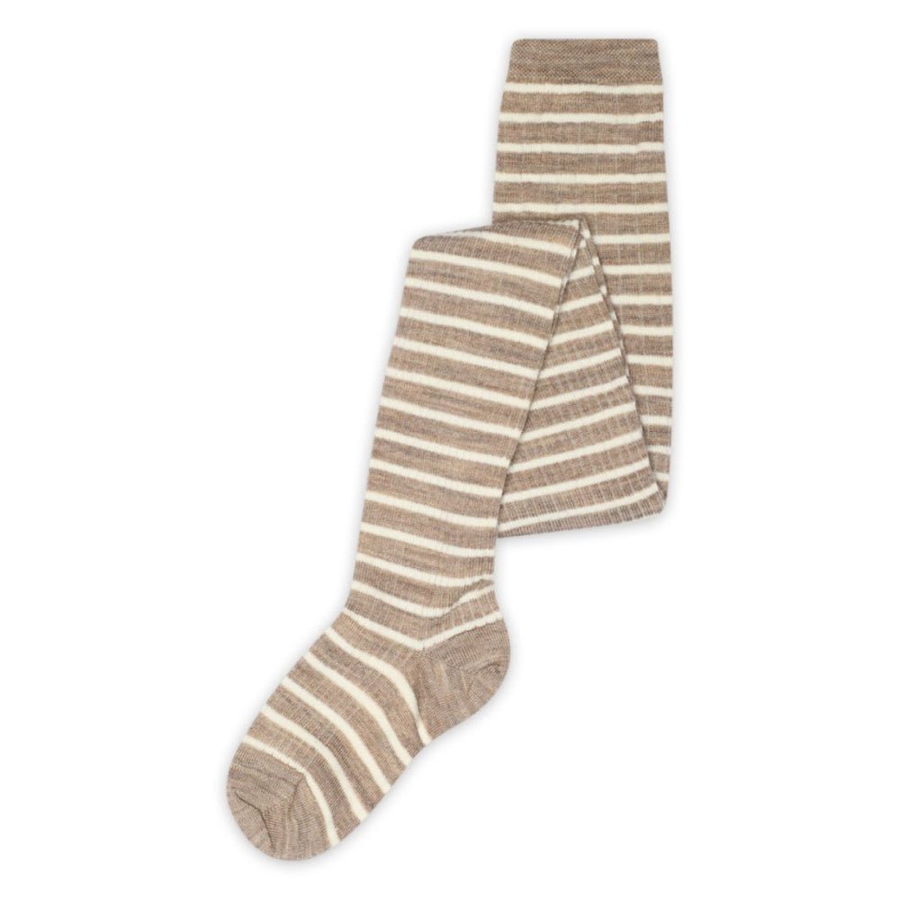 MP - Strømpebukse i Ull Viggy Stripe Light Brown Melange - Guttelus.no