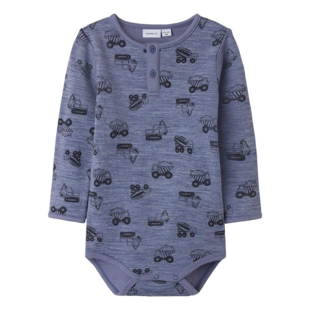 Name It - Body i Ull/ Bomull Wuppo Folkstone Gray Machines - Guttelus.no