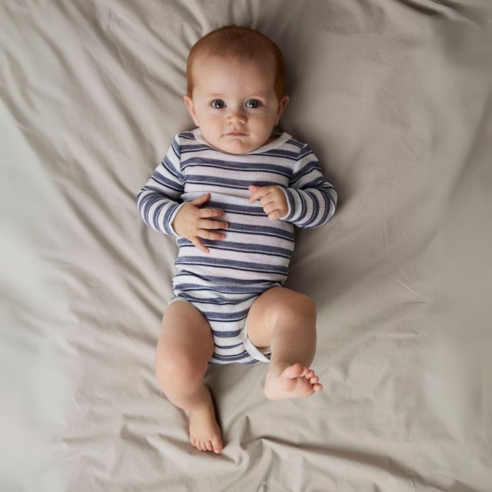 Name It - Body Ull Baby Wang Stripe Folkstone Gray/ Snow White - Guttelus