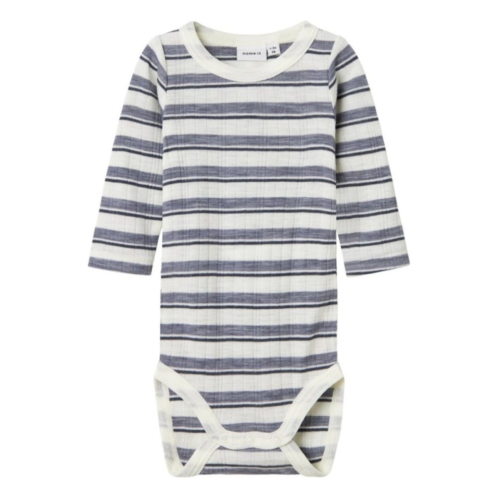 Name It - Body Ull Baby Wang Stripe Folkstone Gray/ Snow White - Guttelus