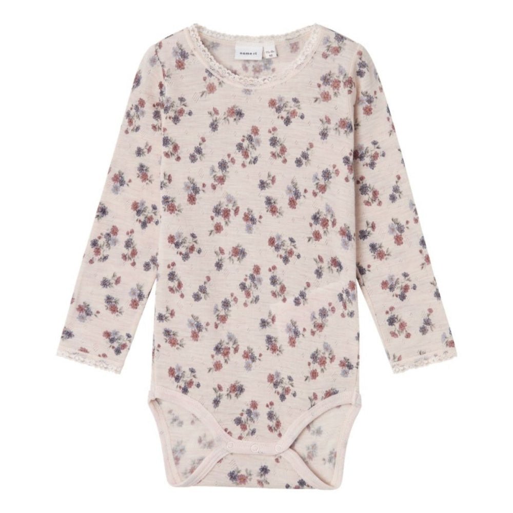 Name It - Body Ull Wang Lilac Ash Blomster - Guttelus.no