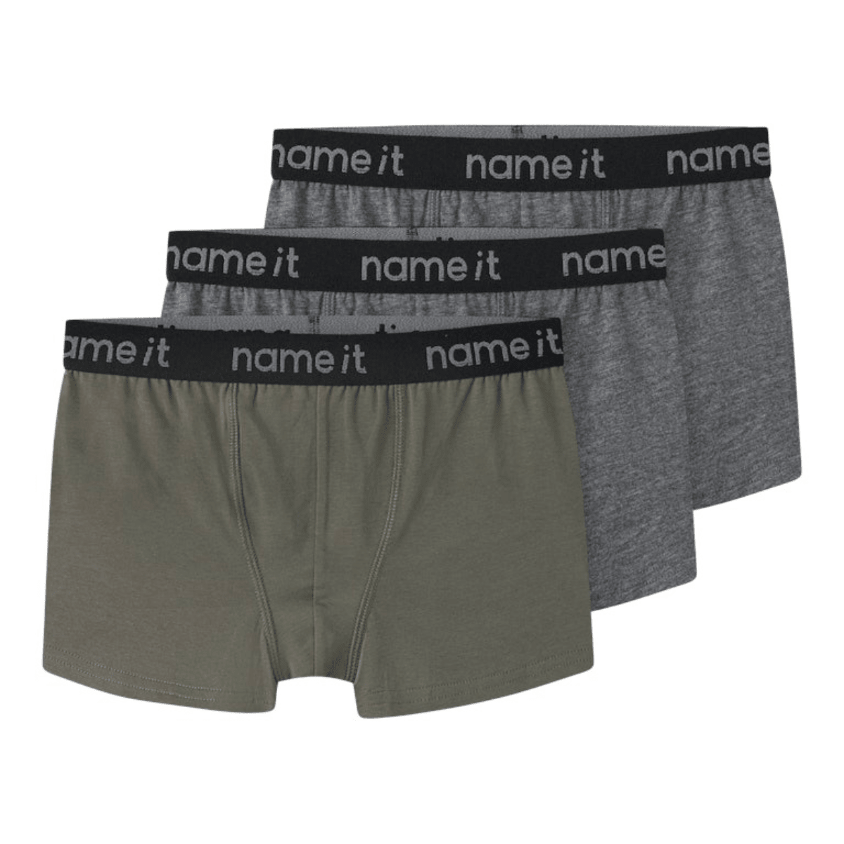 Name It - Boxer 3-pk Tea Leaf/ Dark Grey Melange - Guttelus