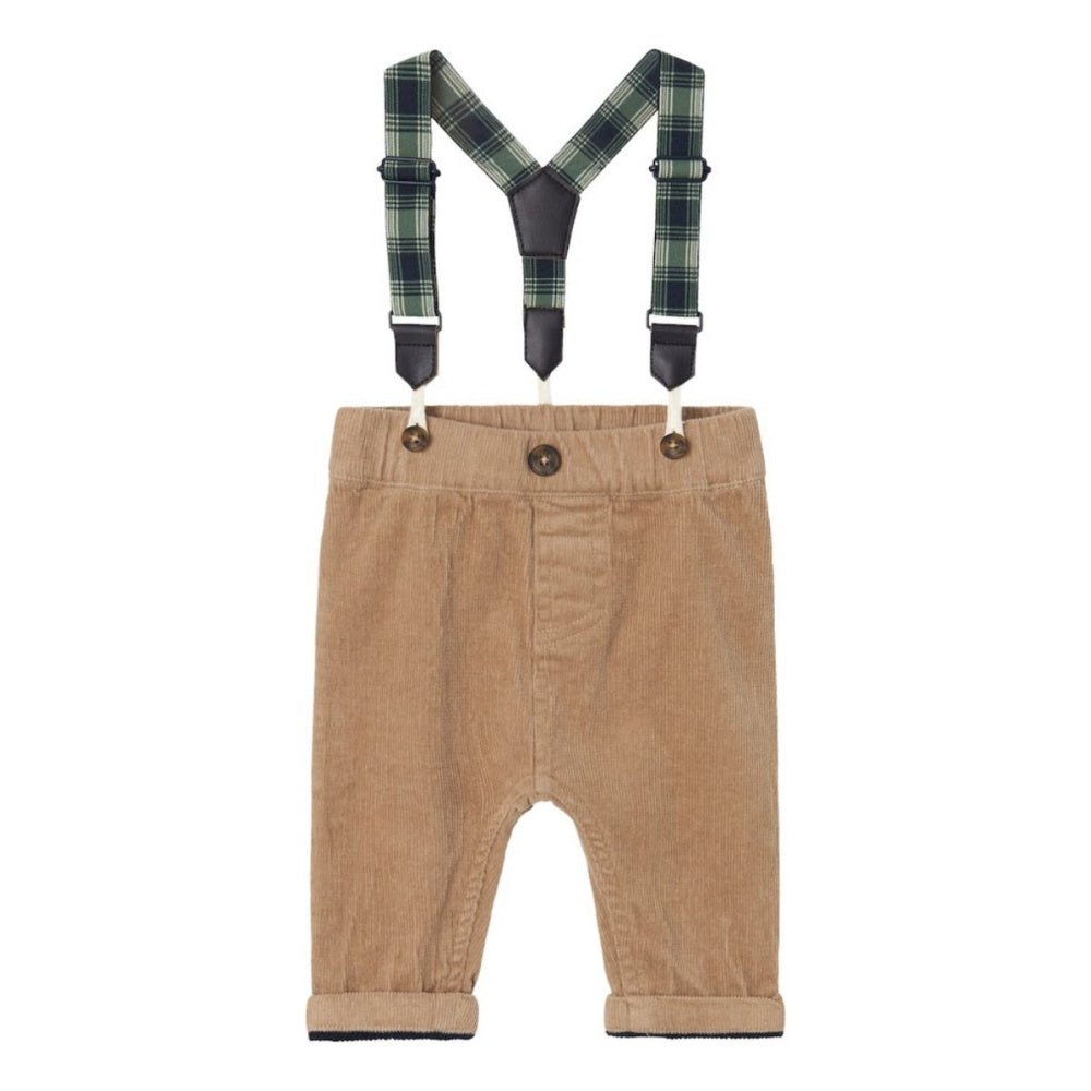 Name It - Bukse med Seler Baby Cord Weathered Teak - Guttelus