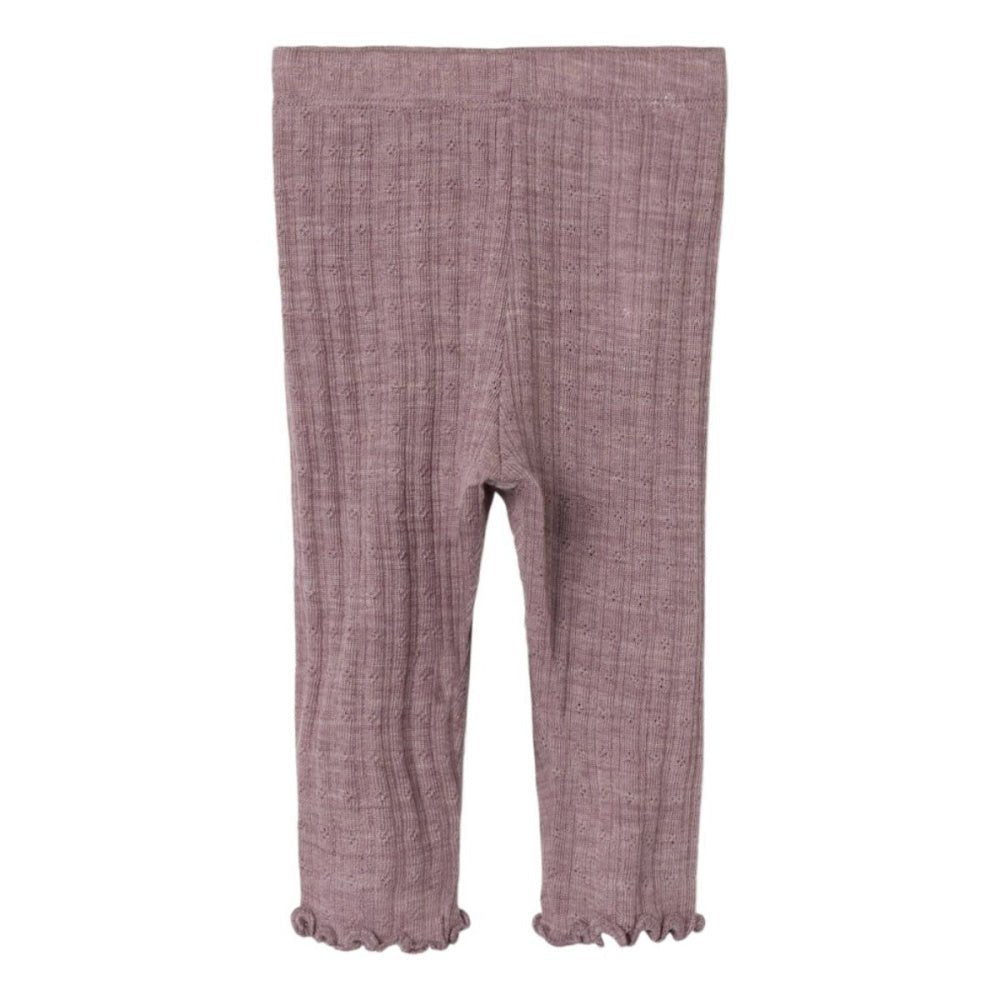Name It - Leggings i Ull og Silke Baby Rib Wossa Purple Dove - Guttelus