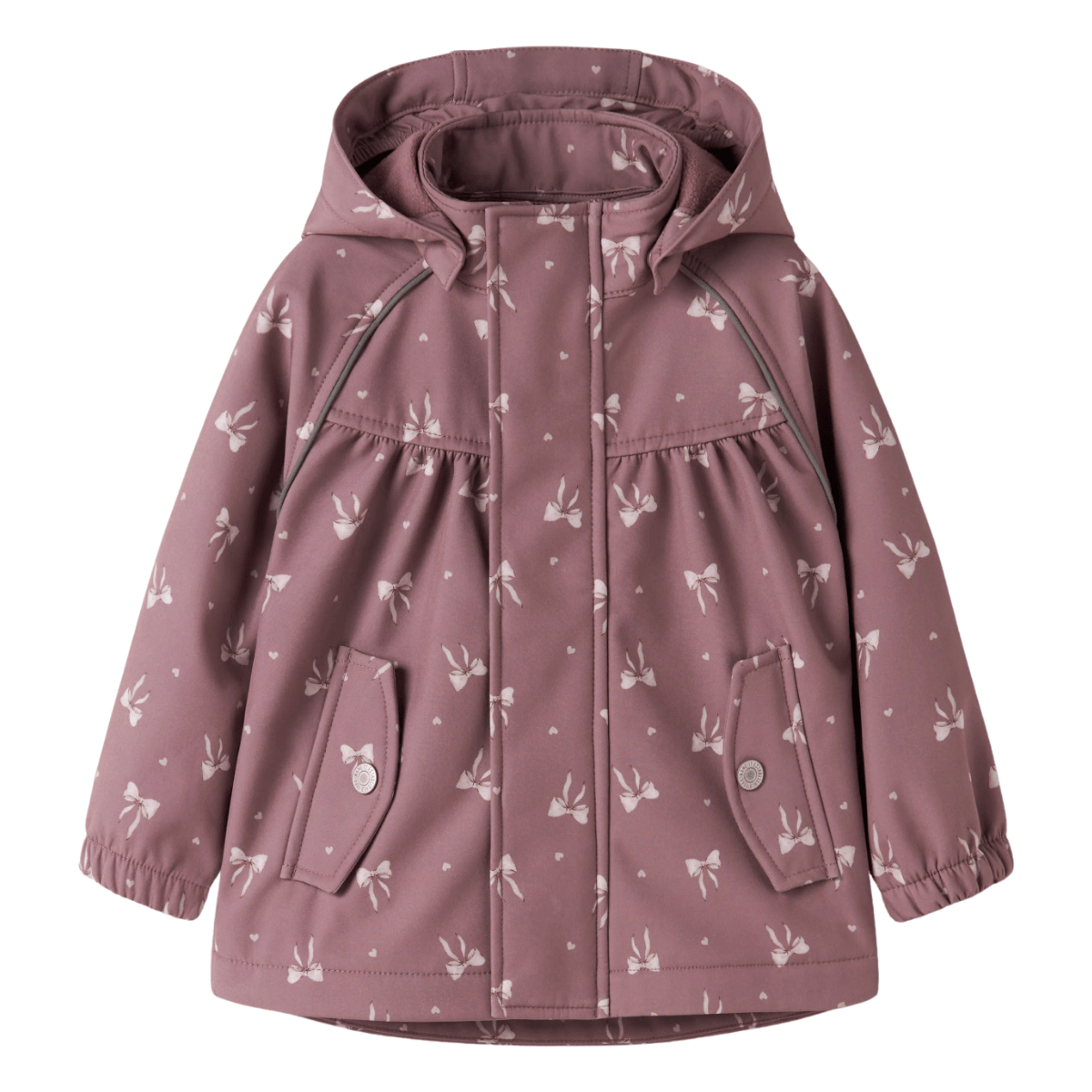 Name It - Softshelljakke Alfa Wistful Mauve Heart Bow - Guttelus.no