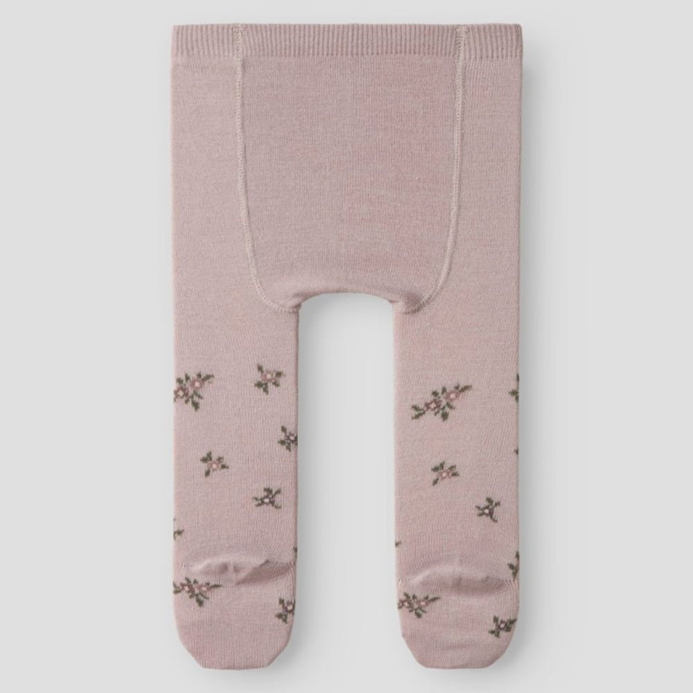Name It - Strømpebukse Baby Ull/ Bomull Wak Shadow Gray Small Flowers - Guttelus.no