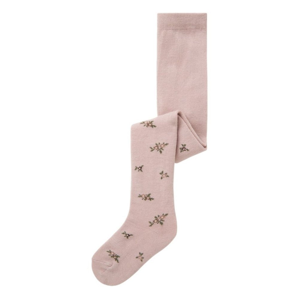 Name It - Strømpebukse Ull/ Bomull Wak Shadow Gray Small Flowers - Guttelus.no