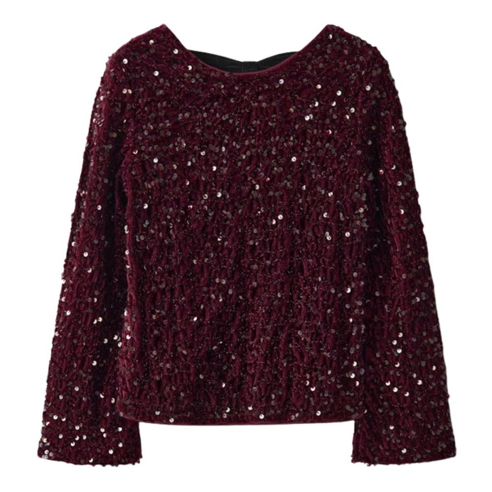 Name It - Topp Rusitta Paljetter Burgundy/ Black Bow - Guttelus