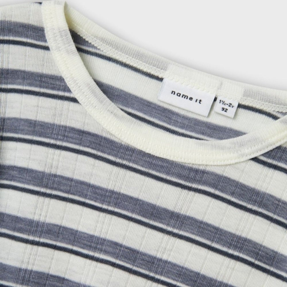 Name It - Trøye Ull Wang Stripe Folkstone Gray/ Snow White - Guttelus