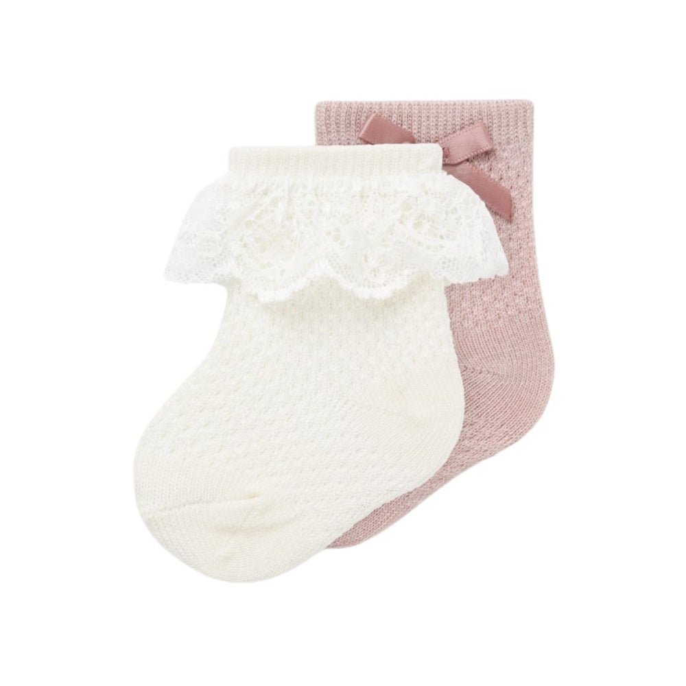 Name It - Ullsokker 2-pk Baby Wakma Shadow Gray/ Snow White - Guttelus.no