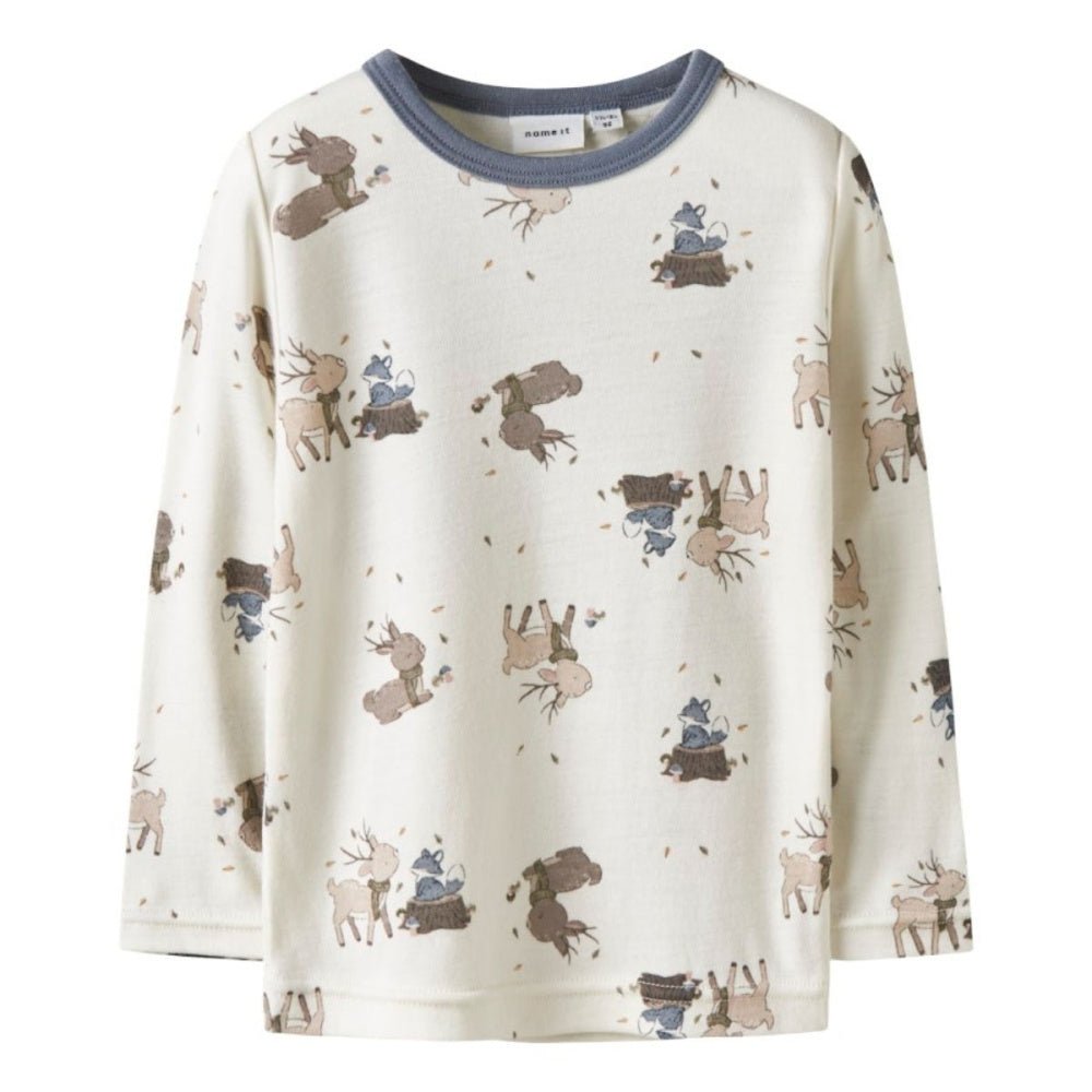 Name It - Ulltrøye Willitus Blue/ Snow White Deer - Guttelus.no