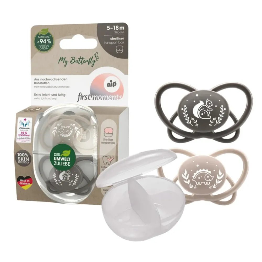 Nip- Smokker 2pk 0-6 mnd "My butterfly" Grå Beige - Guttelus.no