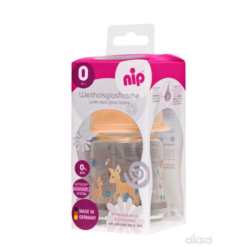 Nip- Tåteflaske Glass Bambi 120ml - Guttelus.no