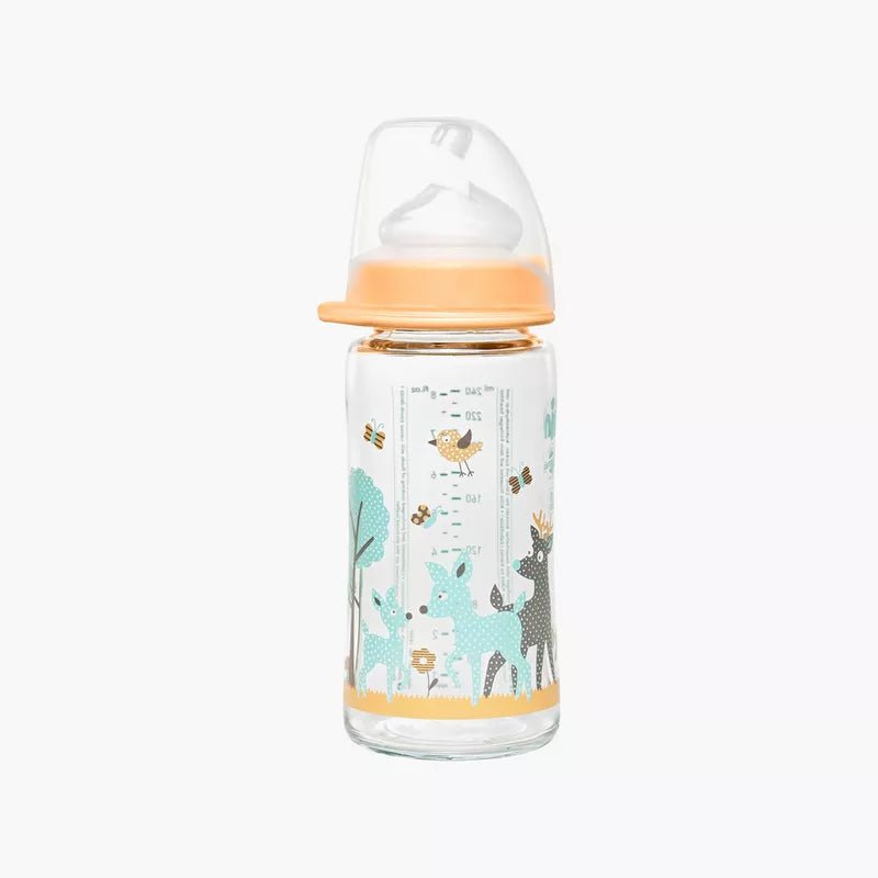 Nip- Tåteflaske Glass Bambi Gul 240ml - Guttelus.no
