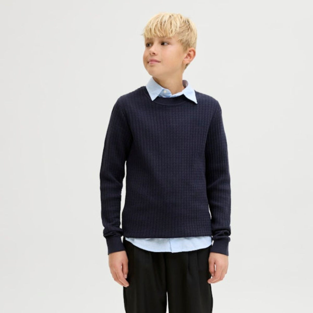 Jack & Jones - Genser Knit Blubarkley Zigzag Night Sky