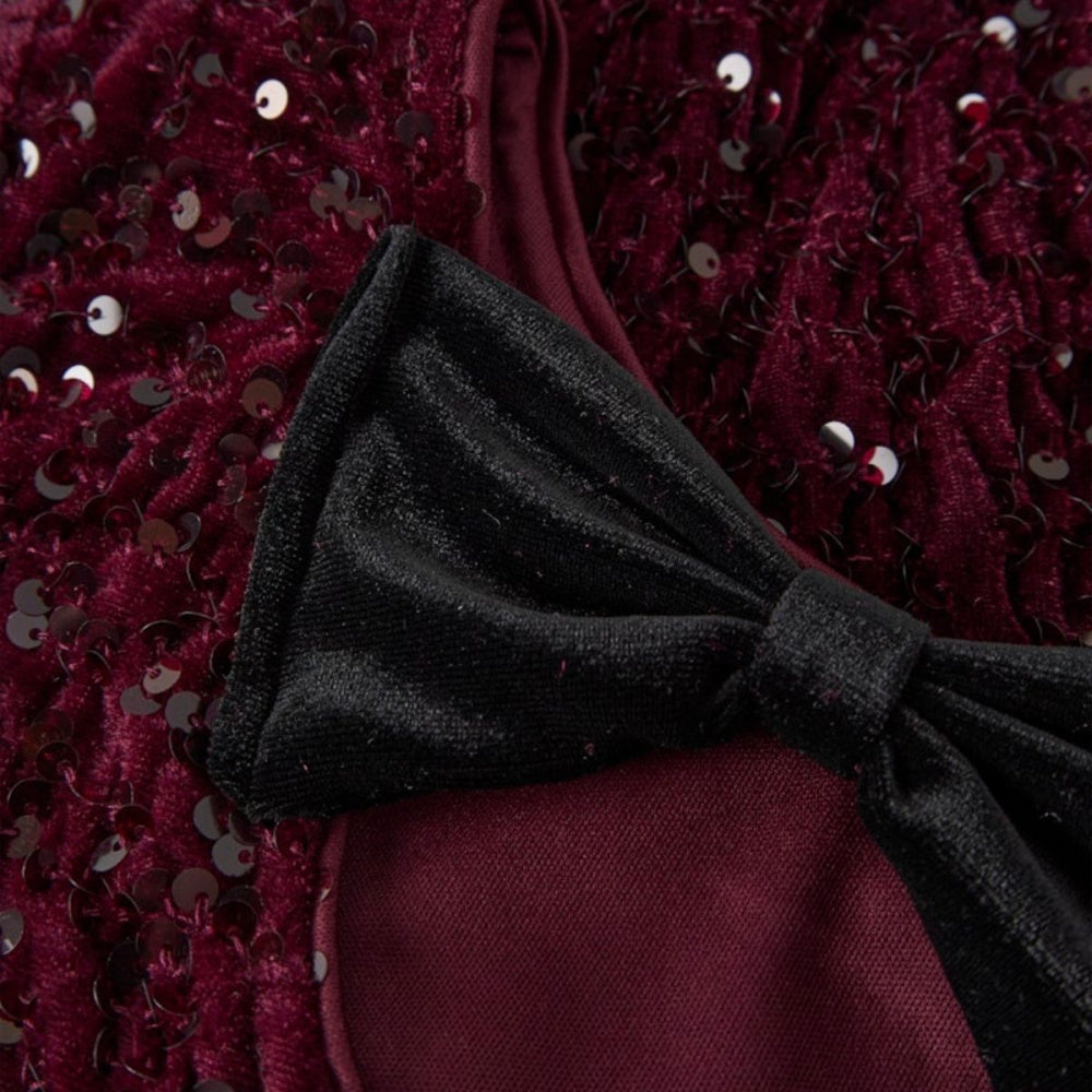 Name It - Topp Rusitta Paljetter Burgundy/ Black Bow