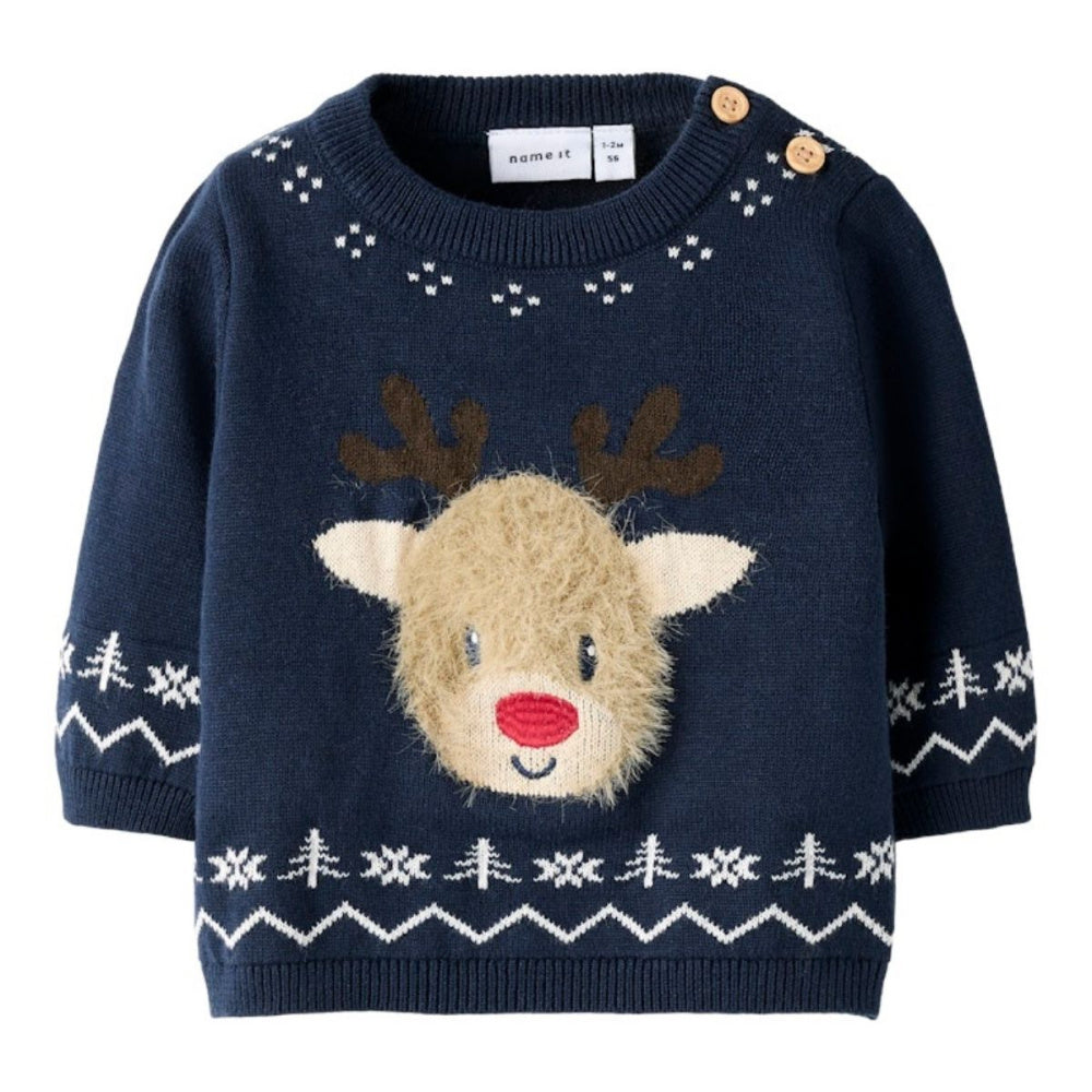 Name It - Julegenser Baby Knit Reindeer Navy Blazer