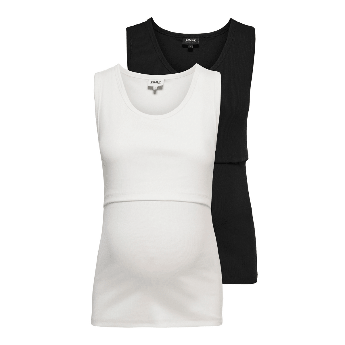 ONLY Maternity - Amme-Tanktopp 2-pk Vira Hvit/ Svart - Guttelus.no