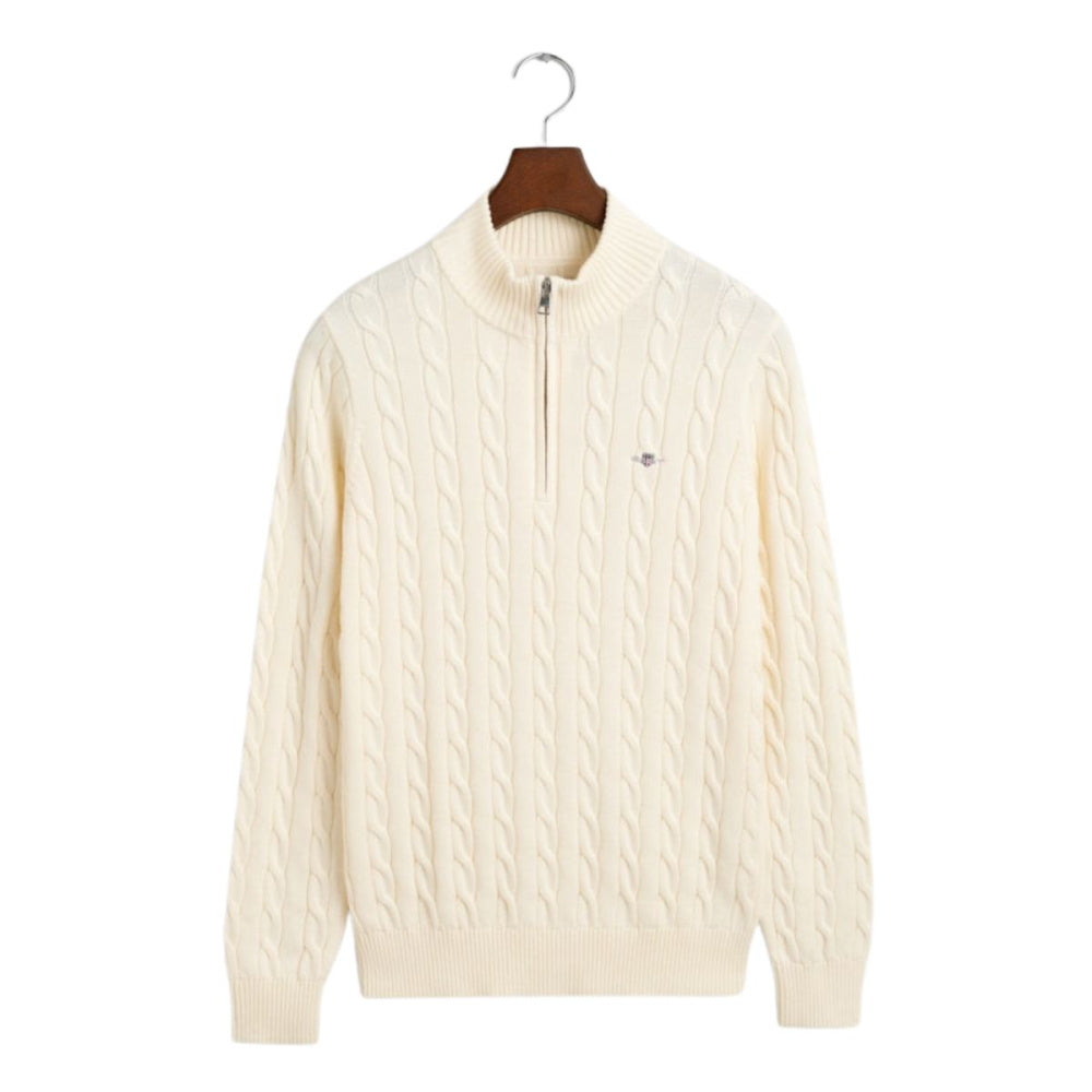 Gant - Genser Jr Cotton Cable Half Zip Cream